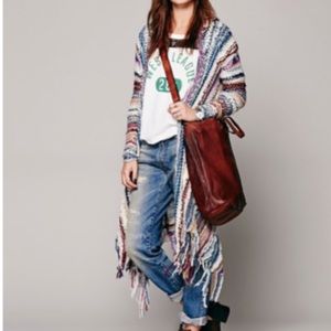 Free People Multicolor Fringe Duster Cardigan